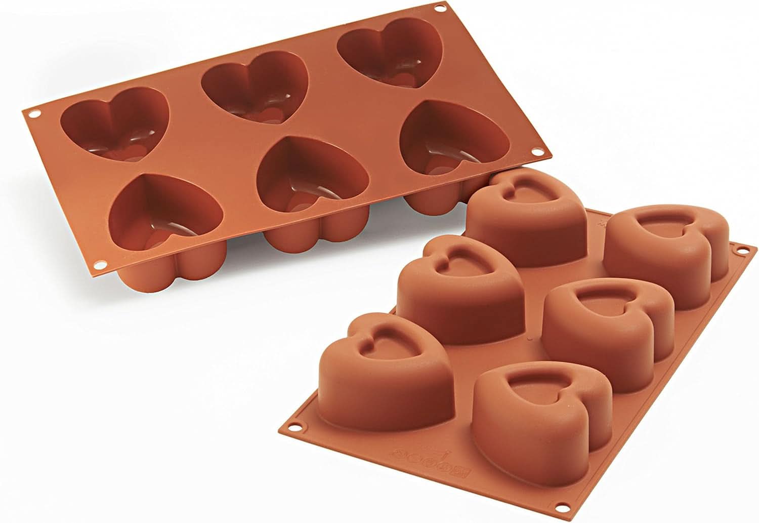 Silikomart 20.036.00.0060 SF 036, Kitchen Heart Naty Shop L (69,5 x 72 mm, dybde 39,5 mm. Volumen: 6 x 125 ml) Sf124 Passion, 6 x takkede hjerter