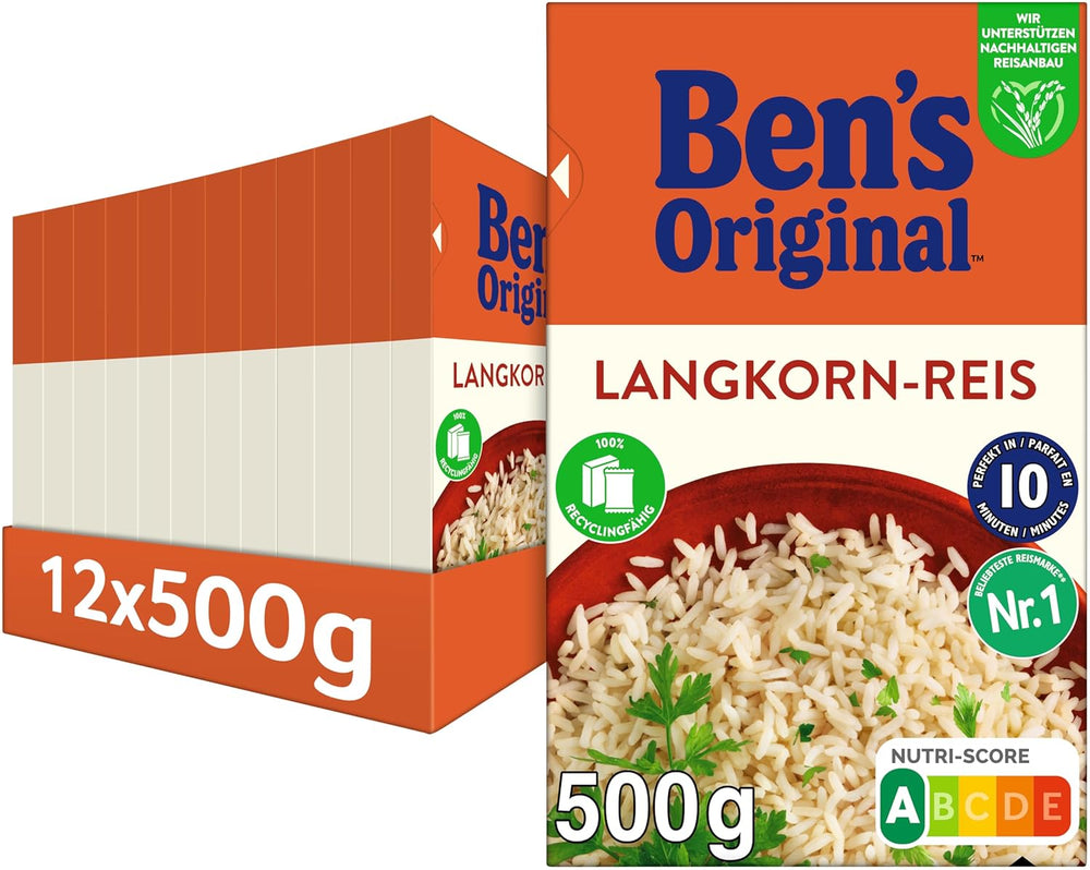 BEN'S ORIGINAL™ langkornet ris, kogt i pose, 10 minutter, 6 x 1 kg