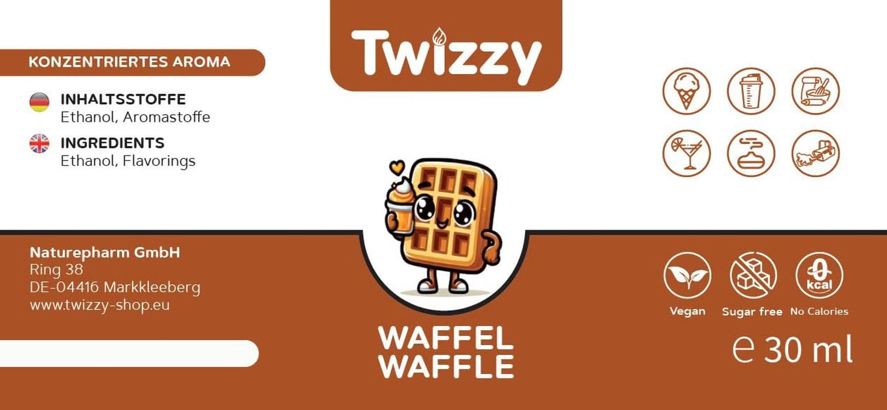 Twizzy Waffle Food Flavoring - 30 ml - Intens aroma - Ideel til bagning Arome Naty Shop