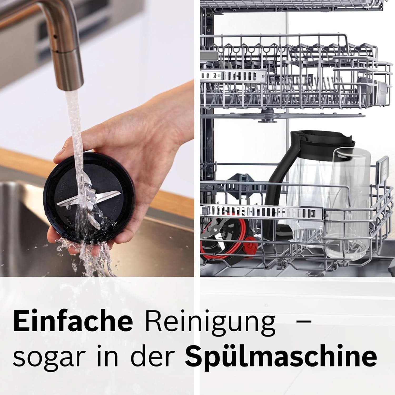Bosch Standmixer Vitapower Serie 4 MMB6174SN, Verbesserte Version, Hochwertige Edelstahl-Klingen, 1,5L Glasbeholder, 0,6L To-Go-Flasche, Spülmaschinenfeste Teile, 30.000 U/Min, 1200 W, Sølvkøkken Naty Shop