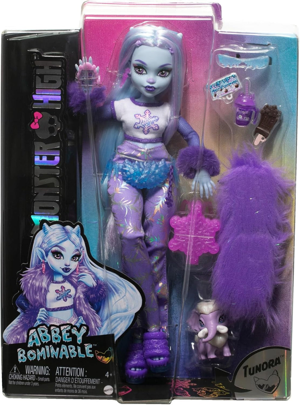 Monster High Abbey Bominable Yeti med Mammoth Pet og tilbehør - Uhyggeligt snefnuglook til børn 4+, HNF64 Naty Shop Dolls