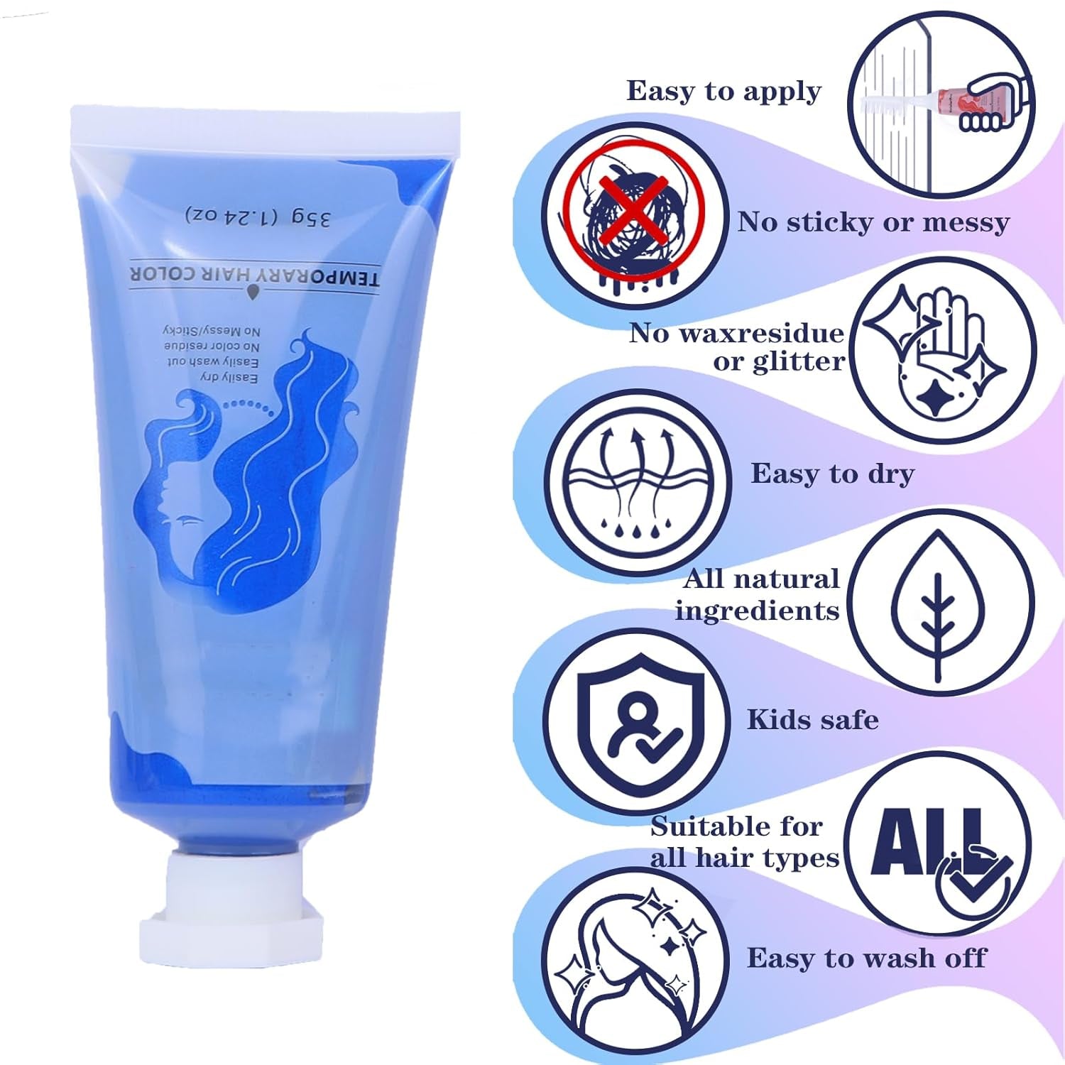 Cretă de păr COLAYERIST 4 culori, cretă de păr pentru fete și adulți, set de vopsea de păr temporară pentru copii, cretă de păr pentru copii lavabilă non-toxică, cadouri fete 6 7 8 9 10 11 12 13 ani Vopsea pentru par Naty Shop