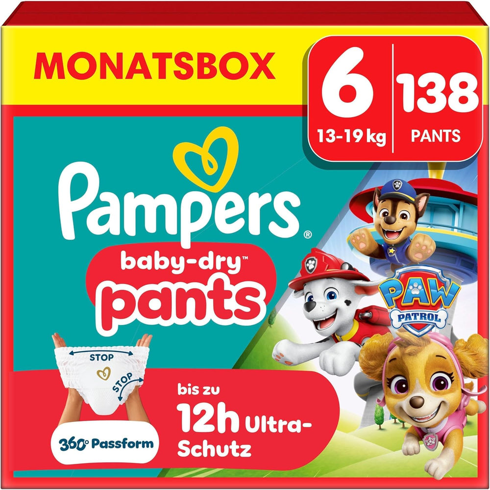Pampers Baby Dry Pants Diaper Patrol Puppy Edition, str. 5, 160 bleer, 11 kg - 17 kg, 360° justering med stop og beskyttelsessystem