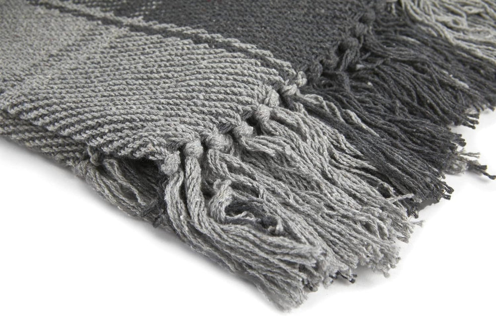 Frisco plaid, Genbrugsbomuld, Traditionel, Plaid, Til stol, sofa, sofa, plaid, tæppe, antracit, 127 X 152 Cm Senge og tæpper Emma Barclay