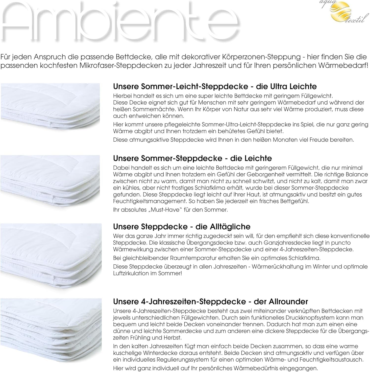 Ambiente sommer let quilt 220 X 240 Cm Microfiber quilt åndbar vinter sommer Dyner og dyner Naty Shop