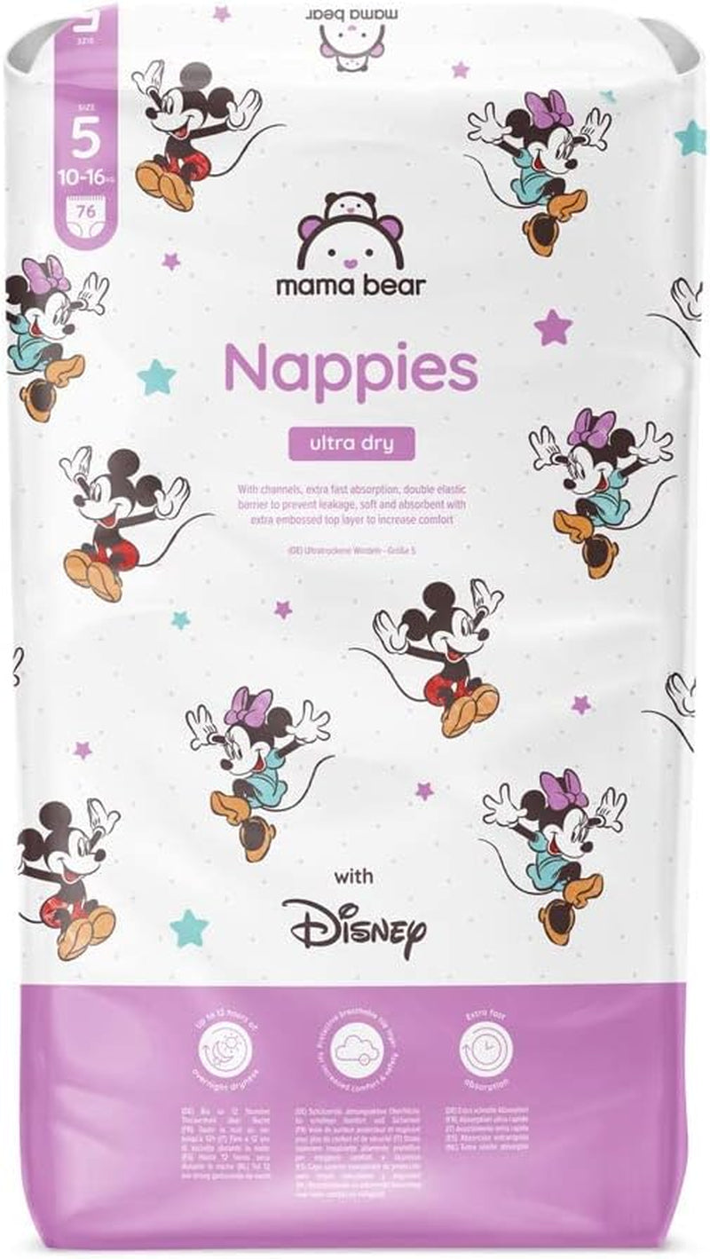 Amazon-mærke: Mama Bear Disney Ultra Dry Bleer, Størrelse 3 (4-9 kg) - Månedlig æske, hvid, 172 Antal (2 pakker af 86)