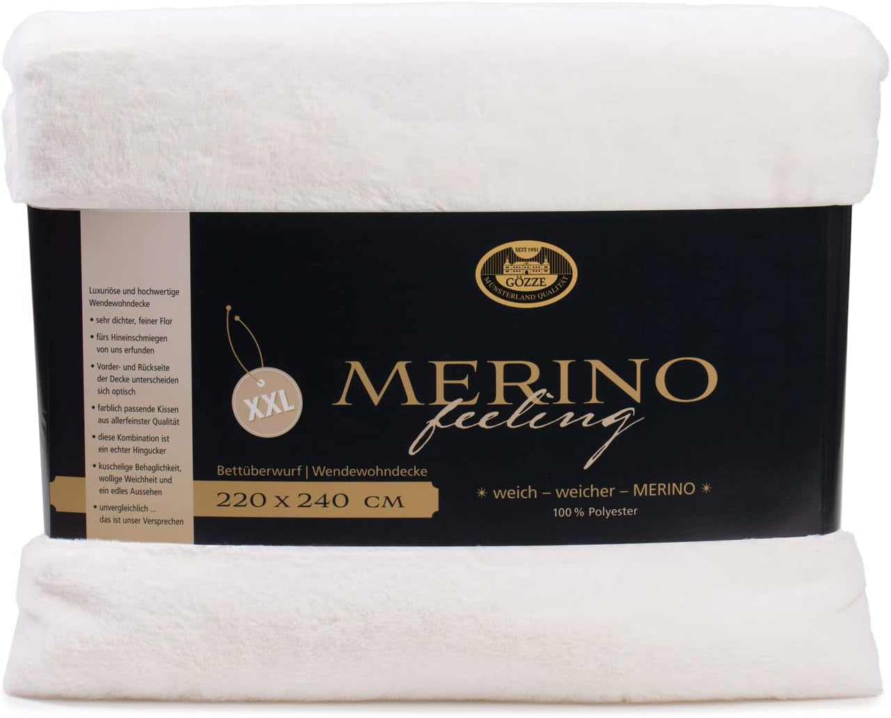 Gözze - Komfortabelt tæppe, vendbart, høj densitet 600 G/M², 150 X 200 Cm - Mørkegrønne senge og tæpper Besuche den Gözze-Store Hvid Uld 220 X 240 Cm