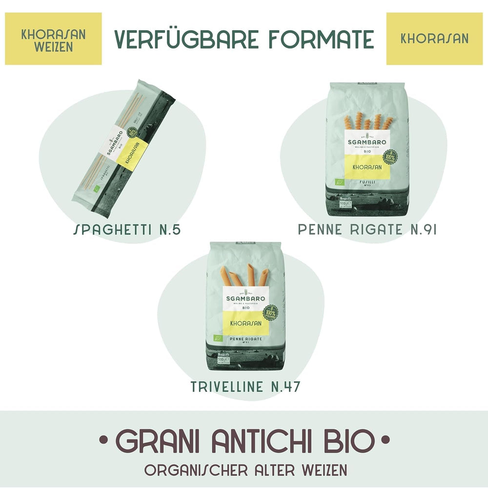 Paste Penne Rigate Organice N.91 - 500g din Grâu Khorasan - Grâu antic, bogat în proteine, cultivat 100% în Italia - Versatile în bucătărie și bogate în nutrienți