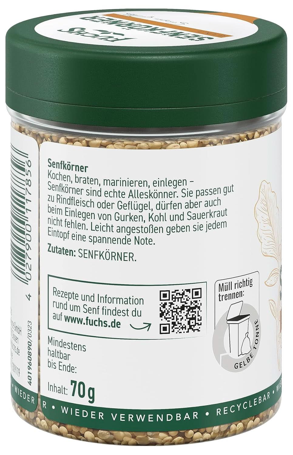 Fuchs - Semințe de muștar întregi, 70 grame Condimente Naty Shop