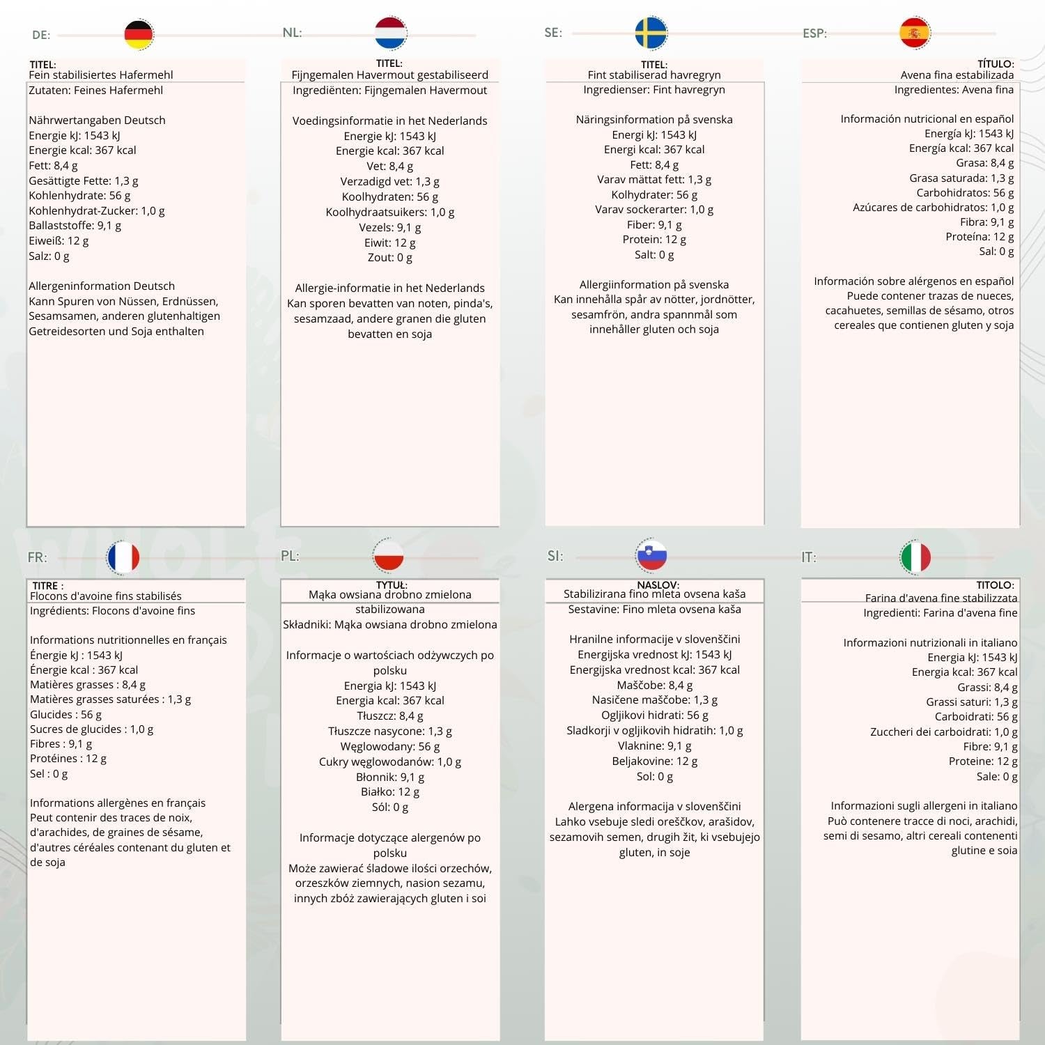 Wholefood Earth Fine Oats - ikke-GMO - vegansk - mælkefri - uden tilsat sukker 1 kg