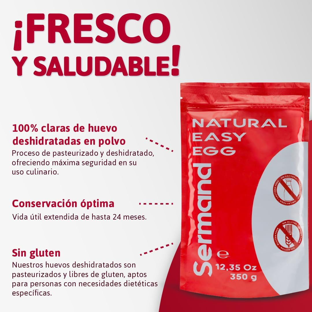 Eiklarpulver (350g) | Getrocknetes Eiklar Pulver | Eialbumin für Backen & Kochen | Ohne Zusatztoffe | Laktosefri Zip-Bag emballage