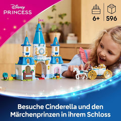 LEGO Ç€ Disney Princess Castle Askepot og Hestevogn, Sæt til piger fra 6 år og opefter, Fantastisk Legetøj med Prinsesse Askepot og Prins Charmerende Minidukker, Gaveidé til Disney Fans 43275 Byggesæt Beuche den LEGO-Store