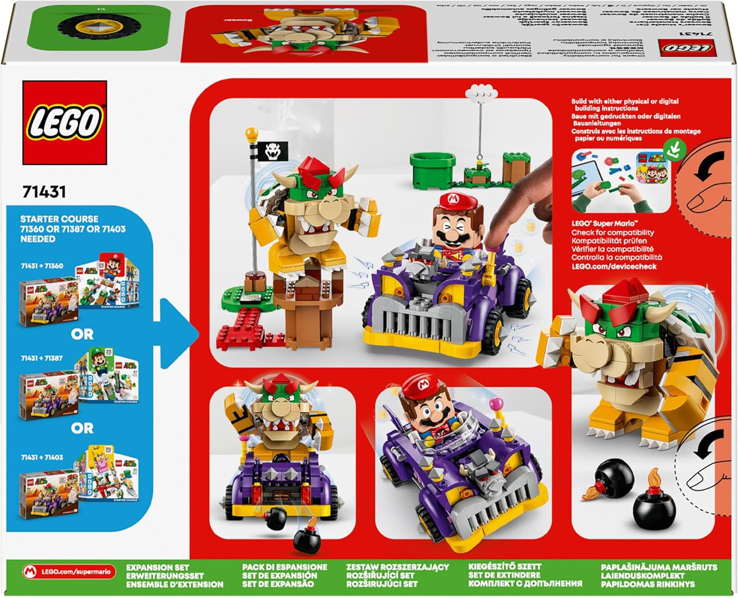 LEGO Super Mario Bowser's Monster Cart Udvidelsessæt Bowser billegetøj til drenge og piger Single Character Set Gamer Gave til 8 år 71431 Byggesæt Besuche den LEGO-Store
