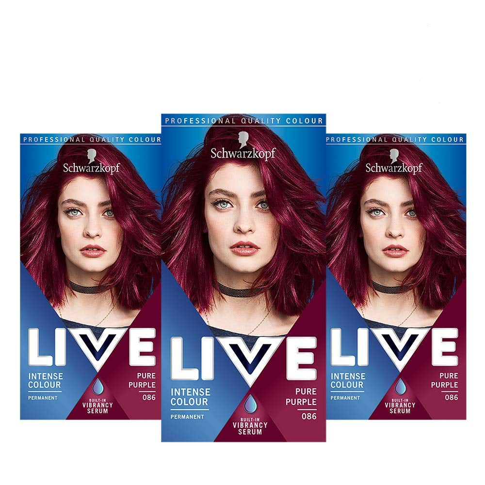 Schwarzkopf LIVE U67 Blue Mercury, 100 ml Vopsea pentru par Naty Shop 086 Purpuriu pur 60 Ml (Confezione Da 3)