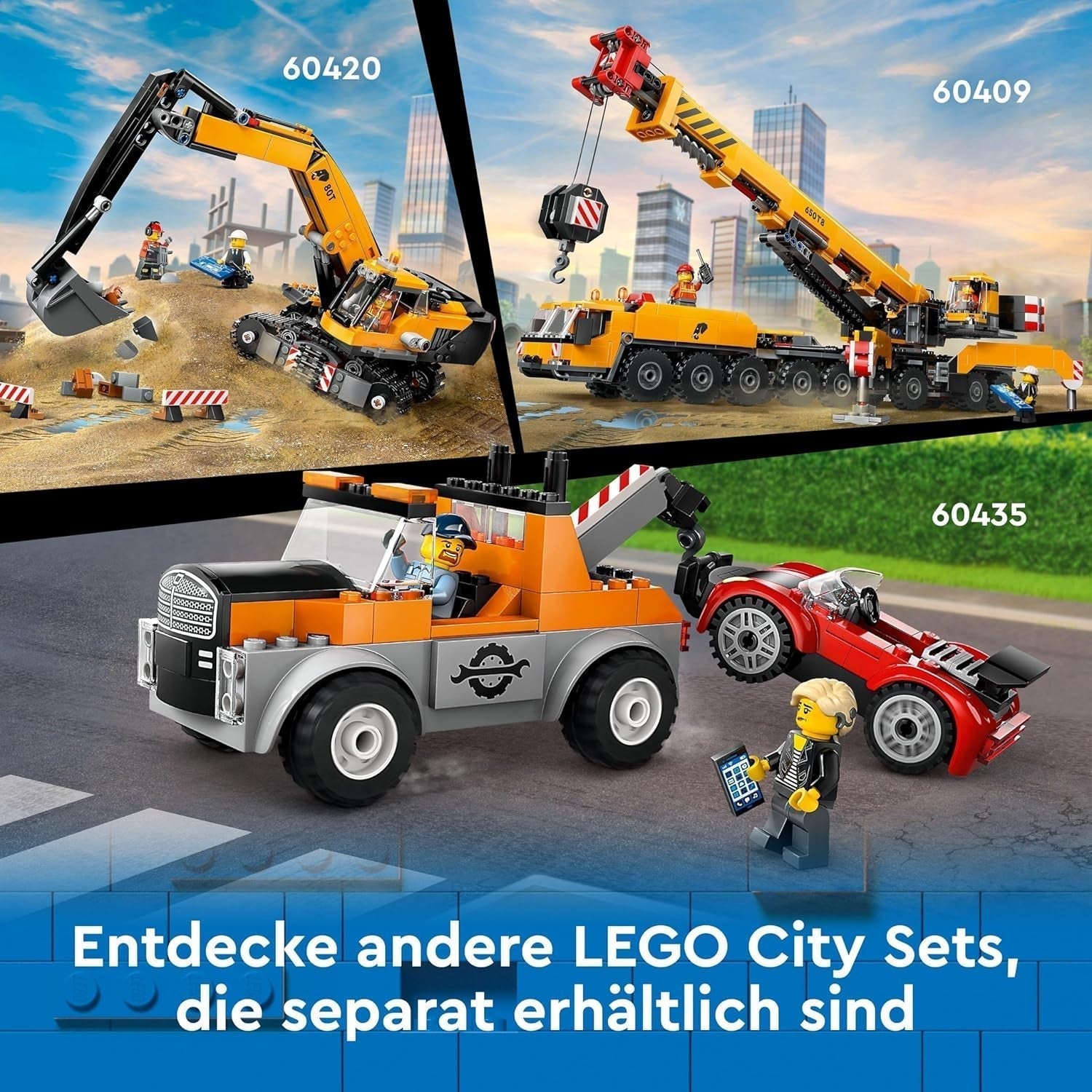 LEGO City Mobile Construction Crane Byggelegetøj til drenge og piger Kreativt børnegave Lang forlængelig arm 4 bygningsarbejder minifigurer til rolleleg 60409 Byggesæt Besuche den LEGO-Store