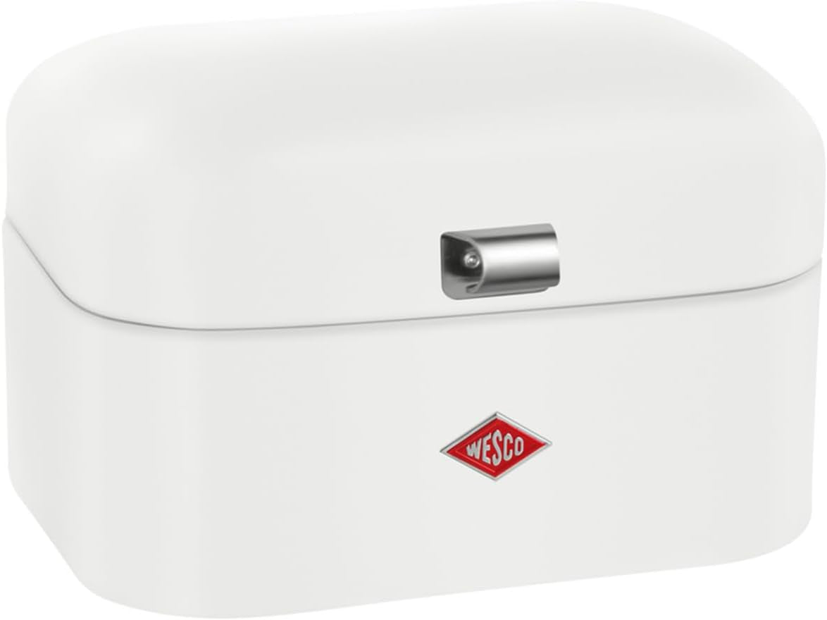 Coș de pâine WESCO Single Grandy în culoarea verde mentă, tablă de oțel acoperită cu pulbere, găuri de ventilație și mâner robust Cutii depozitare alimente Naty Shop Alb mat