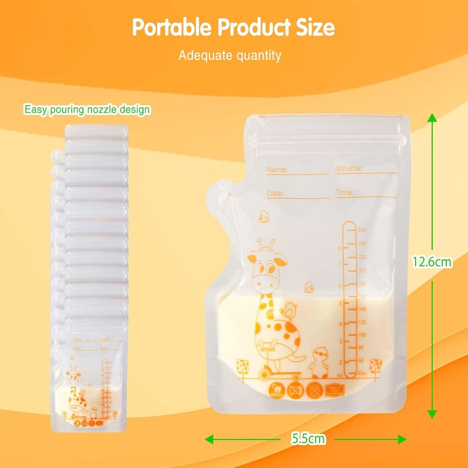 Vinabo 50 Stück Muttermilchbeutel, 250Ml Bpa-Free Muttermilk Opbevaringspose, Milchbeutel Für Muttermilch Mit Ausgießer Für Das Stillen, Selbststehender, Kann Eingefroren Werden, Vorsterilisiert Tilbehør Mad og Amning Baby Naty Shop