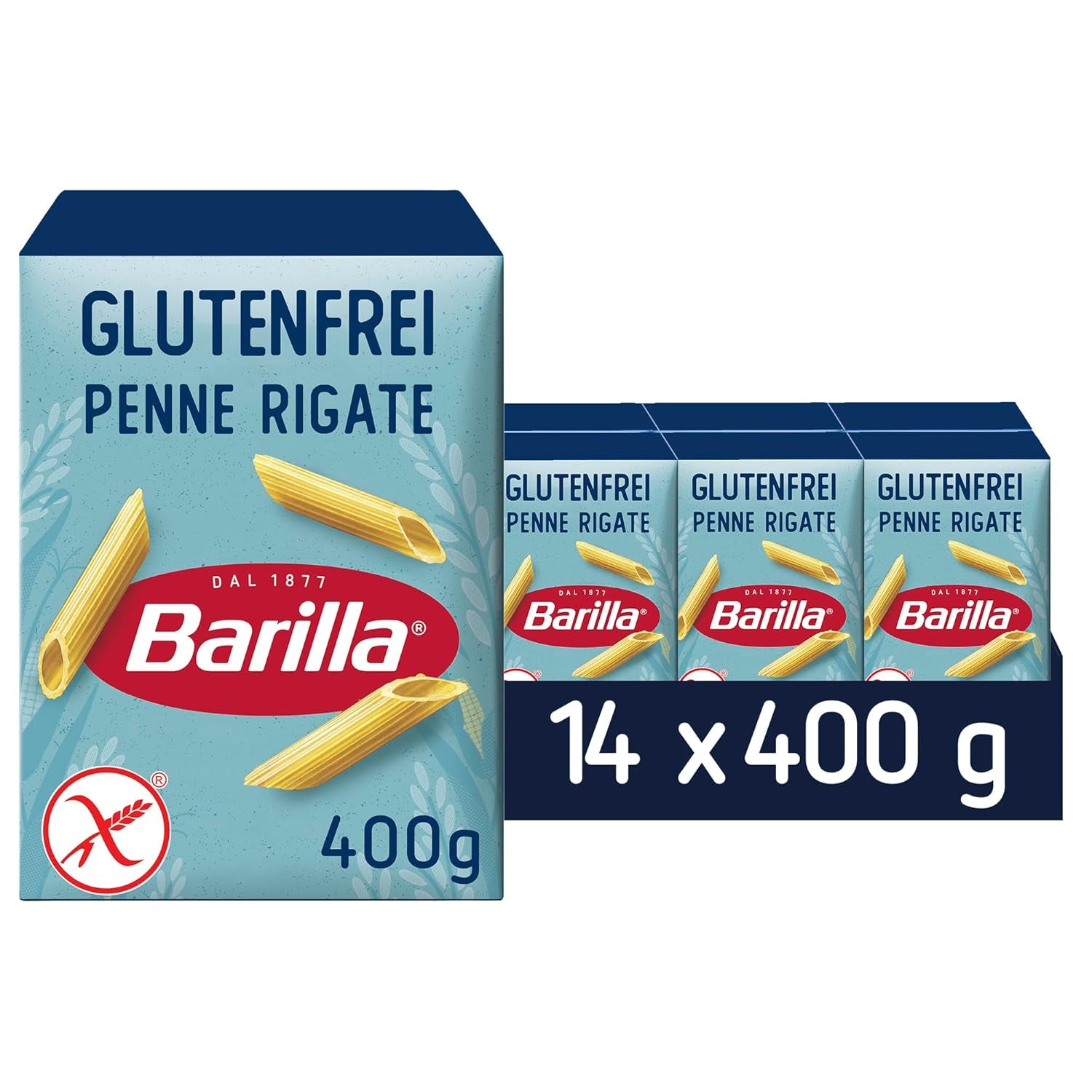 Barilla Penne Rigate glutenfri pasta lavet af lækker majs og ris - perfekt til personer med cøliaki eller glutenintolerance (14 x 400 g)