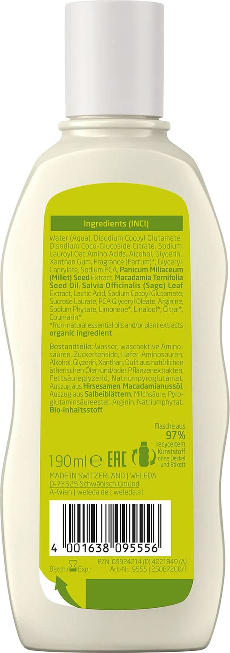 WELEDA Organic Millet Care Shampoo, delikat rensning, 190 ml Brusebad og bad Naty Shop