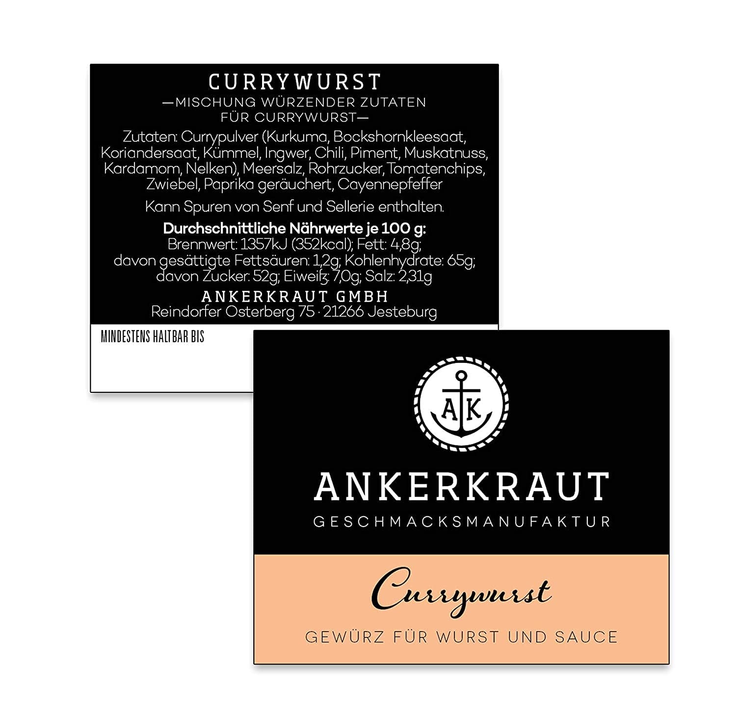 Ankerkraut Currywurst, 90g i korkglas, Gewürzmischung zum Anmischen selbstgemachter Currywurst-sauce eller als Topping