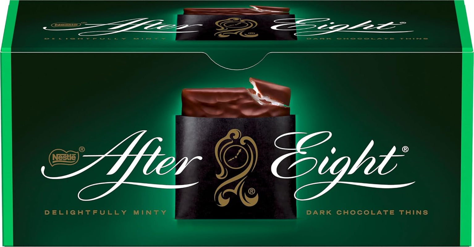 NESTLÉ after EIGHT, tablete subțiri de ciocolată neagră cu umplutură de cremă de mentă Bomboane de Ciocolata Naty Shop 200 grame Cacao