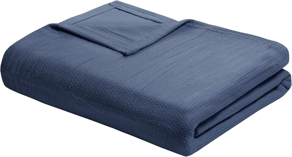 Madison Park Freshspun Wicker Cotton Blanket Twin Grå senge og tæpper Madison Park Navy Twin
