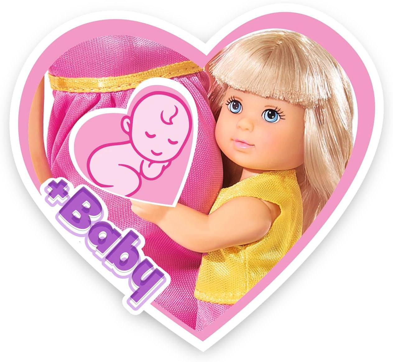 Simba 105733673 - Steffi Love Happy Family, Păpușă însărcinată, Kevin, Evi și bebeluș cu cărucior, 11 piese, accesorii, 30 cm, vârste 3+