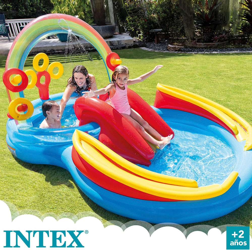 Intex Rainbow Ring Legecenter - Børnebassin over jorden - Børnebassin - 297 x 193 x 135 cm - Til 3+ år 57453NP Multicolor 297x193x135 cm