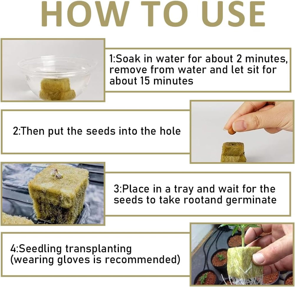 Rockwool-frøplanteterninger 28 - Rockwool-terninger 4x4x4cm - Frøplanteterninger, Rockwool-terninger, hydroponiske frøplantesystemer/klonede planter/skoleprojekter, dyrkning af frøplanter uden jord