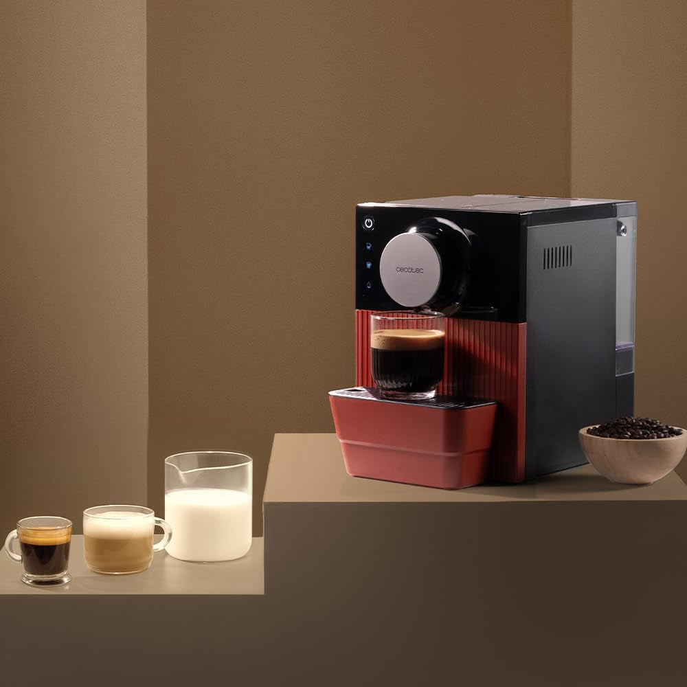 Espressor compact Cecotec Cremmaet Cube, 1350 W, sistem de presare 10 g, sistem de pre-infuzie, 19 bar, sistem thermoblock, 5 setări de măcinare, panou de control tactil