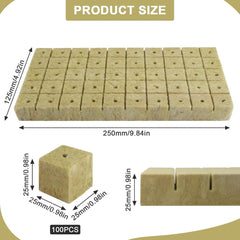 100 Rockwool Formeringsterninger 25x25x25mm Med Handsker Rockwool Isolering Nem propformering Terninger Hydroponics Rockwool Cubes Stiklinger Jordfri formering