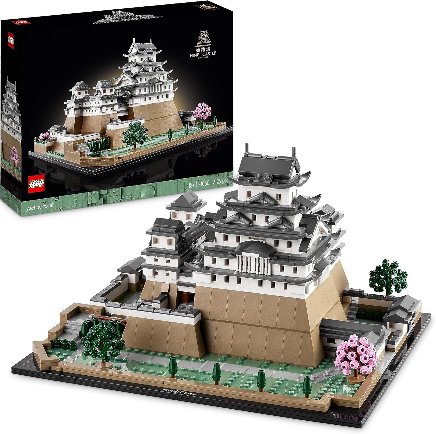 LEGO Architecture Himeji Castle Model Kit til voksne Landmark Collection Creative Gardening and Japanese Culture Fan Set med Kirsebærblomster-gave til ham og hendes 21060 byggesæt Besuche den LEGO-Store Single
