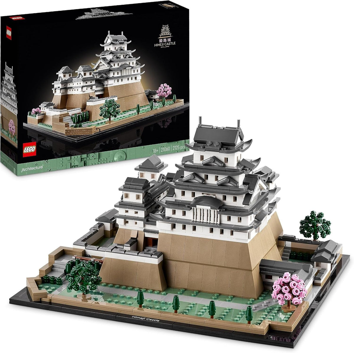 LEGO Architecture Himeji Castle Model Kit til voksne Landmark Collection Creative Gardening and Japanese Culture Fan Set med Kirsebærblomster-gave til ham og hendes 21060 byggesæt Besuche den LEGO-Store Single