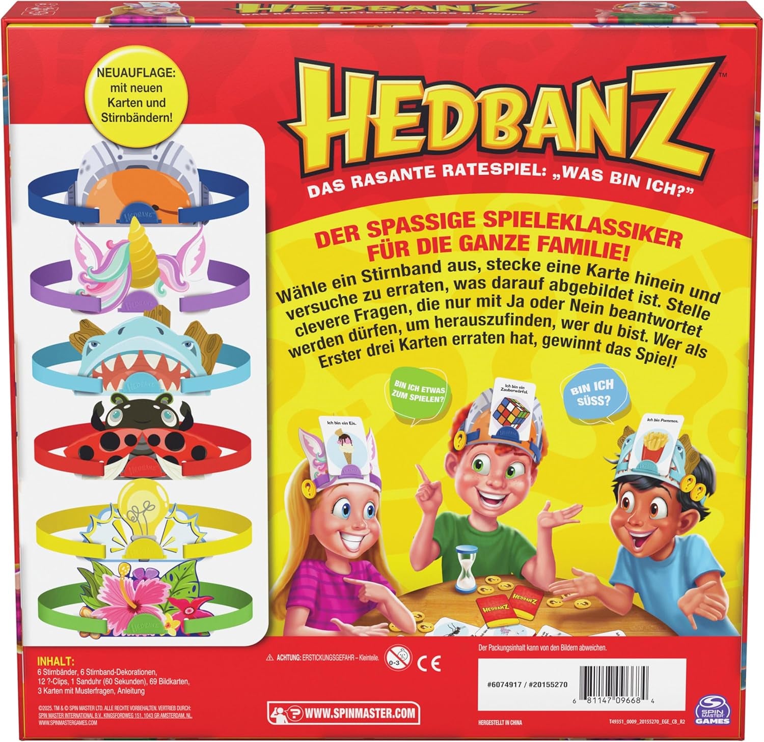 Spin Master Games - Hedbanz, det hurtige gættespil for hele familien, ny udgave (2025) med fantastiske spilkomponenter, for 2-6 spillere fra 6 år og opefter