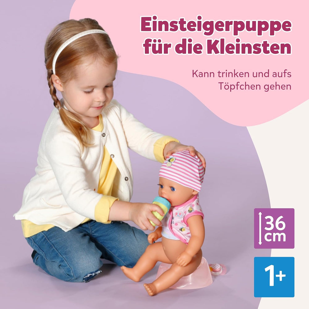 Păpușă bebelușă Baby Born Lena (Fetiță) - 36 cm - 7 funcții, inclusiv accesorii și saltea - Funcționează complet fără baterii - Potrivită pentru copii mici de la 1 an