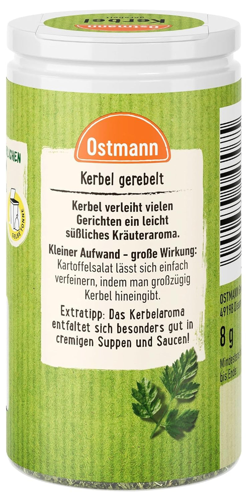 Ostmann Gewürze - Kerbel gerebelt | Kräuternote für Lammgerichten und deftige Eintöpfe | 8 g i Der Streudose