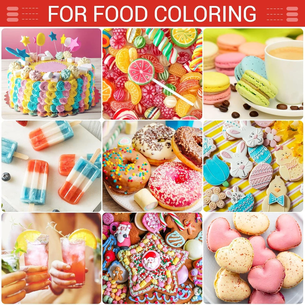 Colorant alimentar lichid – 12 culori colorant alimentar foarte concentrat pentru copt, băuturi, macaroane, fondant, decorare tort, set de coloranți alimentari pentru săpunuri DIY, slime, meșteșuguri (6 ml fiecare)