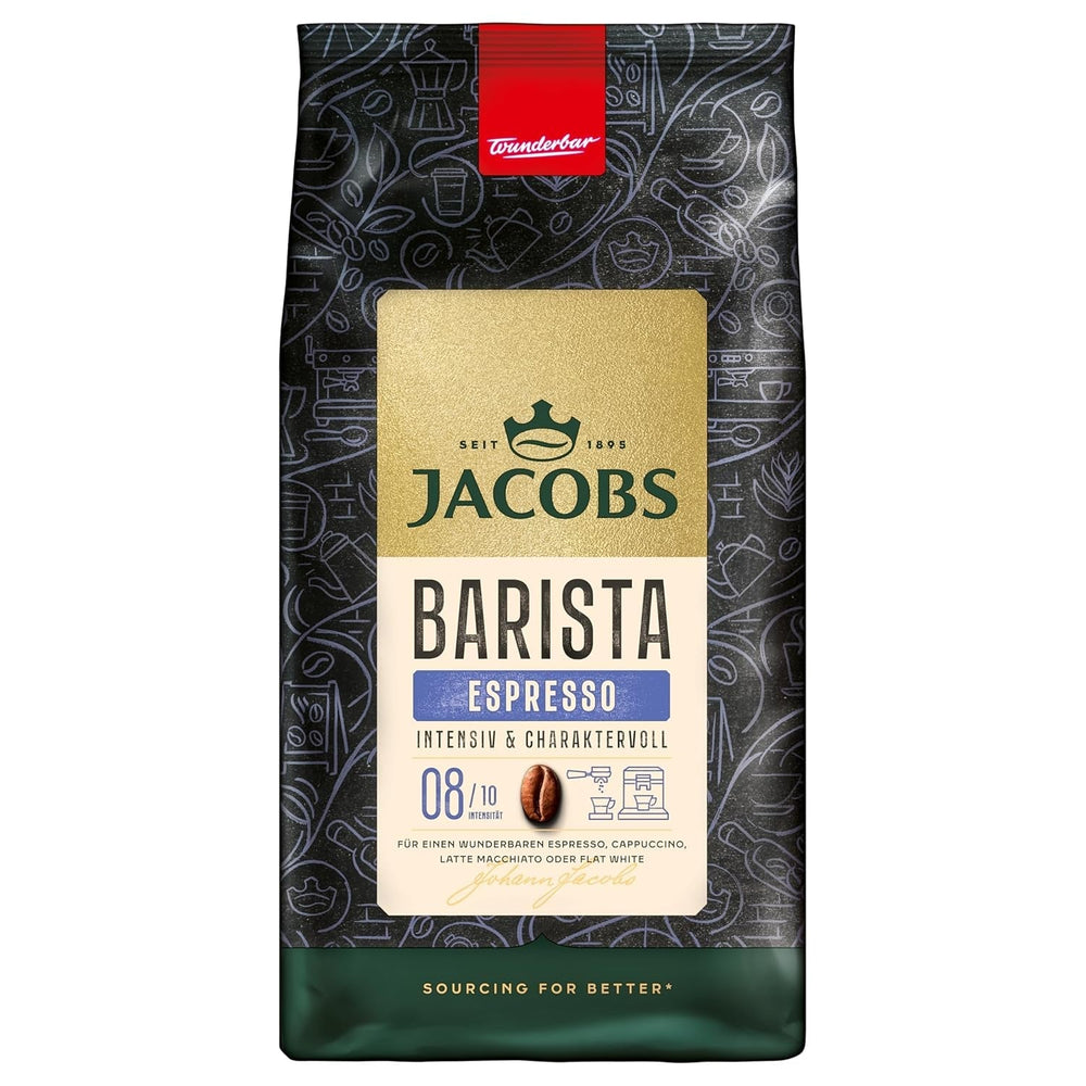 Jacobs Barista Crema Intense Coffee Beans 1kg - Intense, ciocolată neagră și nuci pecan, boabe Arabica și Robusta Cafea Naty Shop 1 Kg Espresso