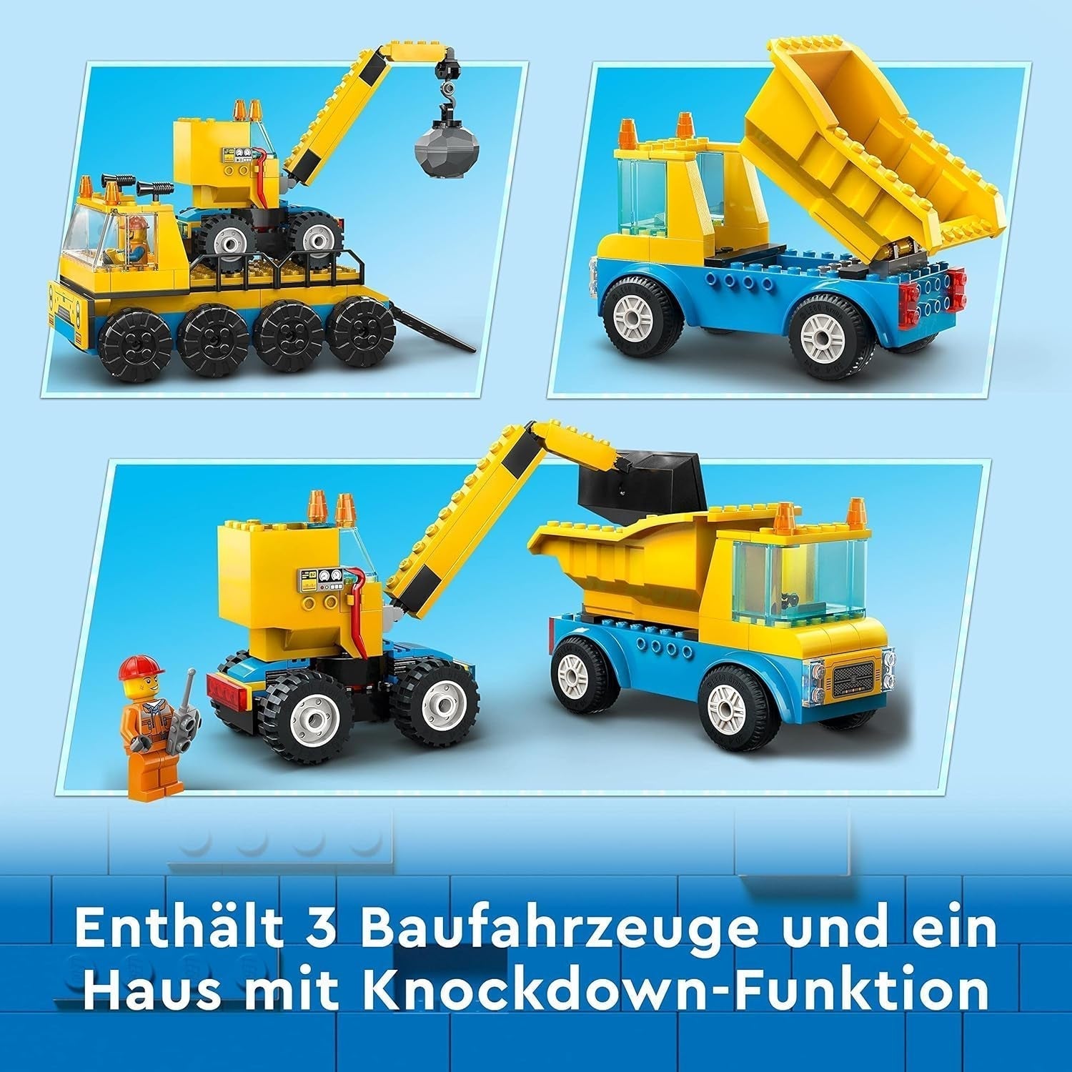 LEGO 60391 City Construction Vehicles og Wrecking Ball Kran, gravemaskine, dumper og transportkøretøjer Legetøj, pædagogisk legetøj til børn fra 4 år og op Byggesæt Besuche den LEGO-Store