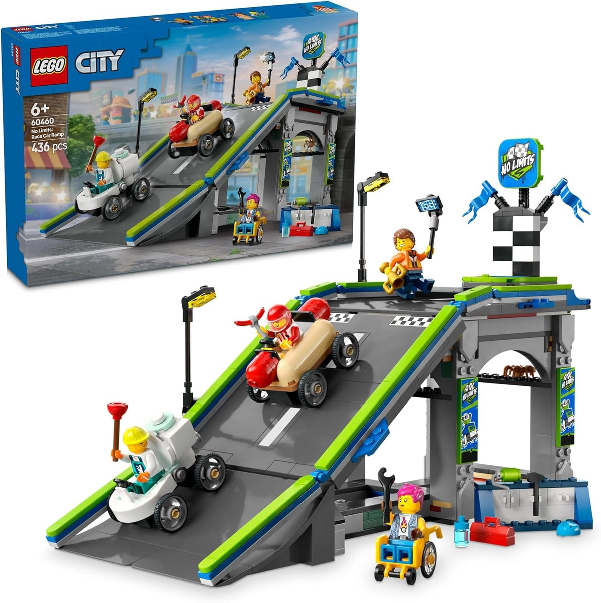 LEGO City No Limits: Sæbekasseløb med rampe - Byggelegetøj til drenge og piger fra 6 år - Sæt med 2 sæbekasser og 4 Racer-minifigurer - Gaveidé til børn 60460 Byggesæt Besuche den LEGO-Store Standardtitel