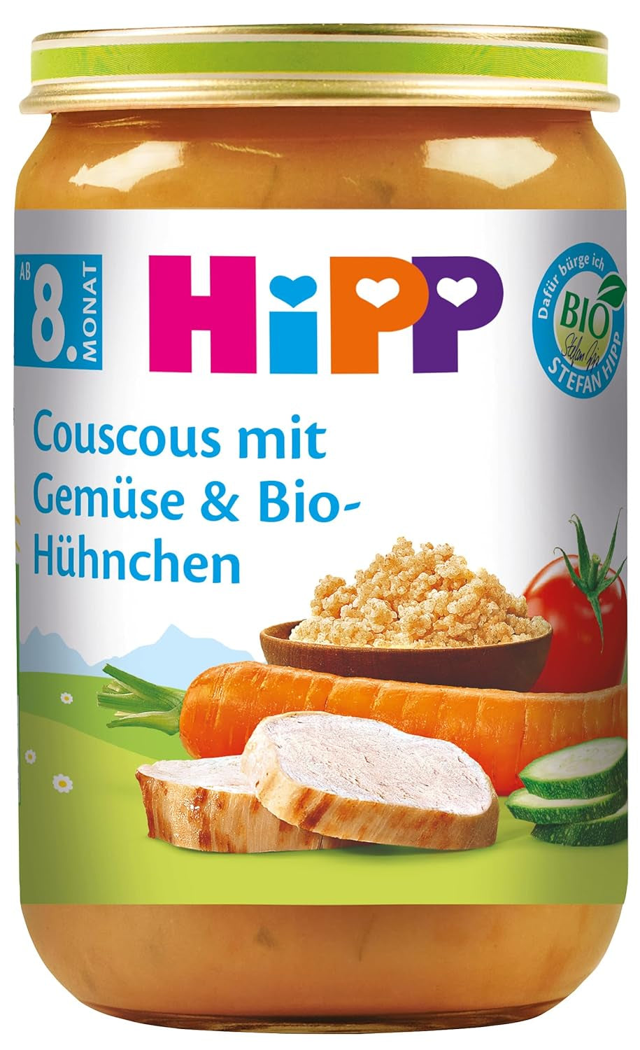 HiPP Couscous med grøntsager og økologisk kylling, pakke med 6 (6 x 220 g)