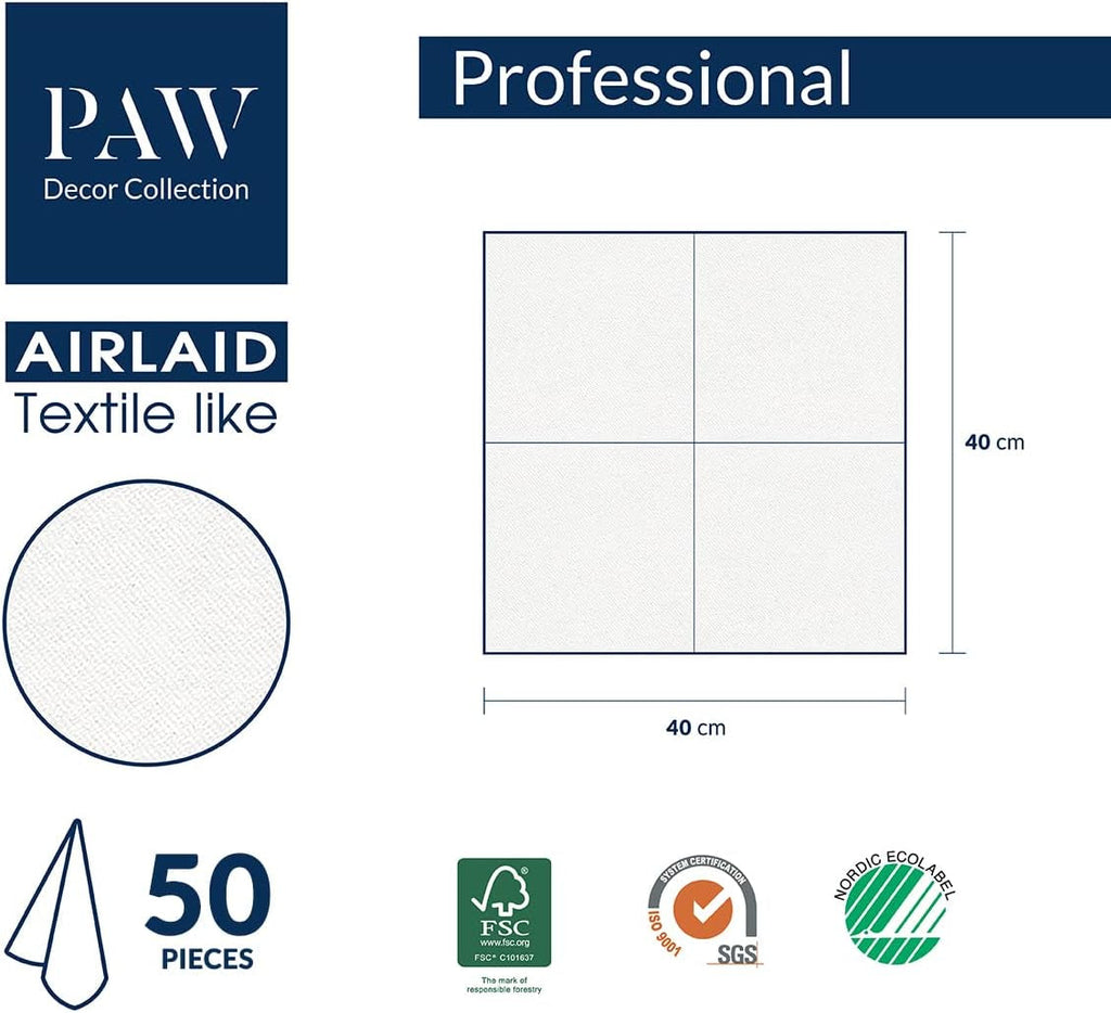 PAW - Șervețele Airlaid (40 X 40 Cm) I 50 Bucăți I Perfect pentru Crăciun, Iarnă, Sărbători I Decorațiuni de masă pentru Ajunul Crăciunului I Șervețele Airlaid Fabric-Like Winter Branches I Winter Branches