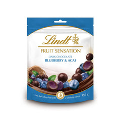 Lindt Chocolate Sensation Fruit Blueberry and Acai | 150 g | Dark chocolate sphere with refined apple-based fruit filling | Gave af chokolade | Chokolade gave