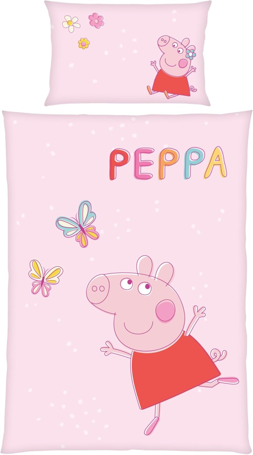 Peppa Pig børnesengetøjssæt, 100 x 135 cm og 40 x 60 cm, bomuld Sengetøj - børn Naty Shop Standardtitel