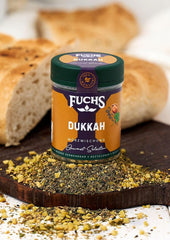 Fuchs Gewürze Gourmet Selection Naher Osten-Afrika – Dukkah Gewürzmischung, nachfüllbarer Gewürz Mix, zum Verfeinern von Fisch und Lamm, vegansk, 50 g