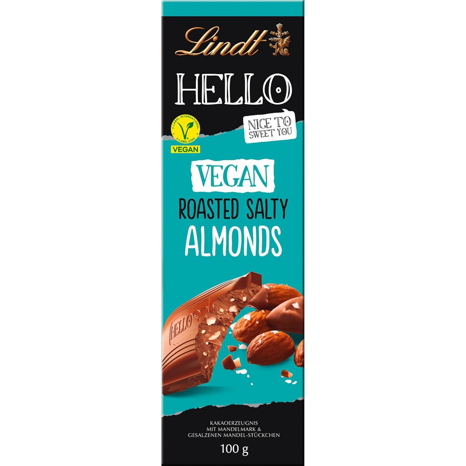 Lindt Hello chokolade, ristede saltede mandler, 100g