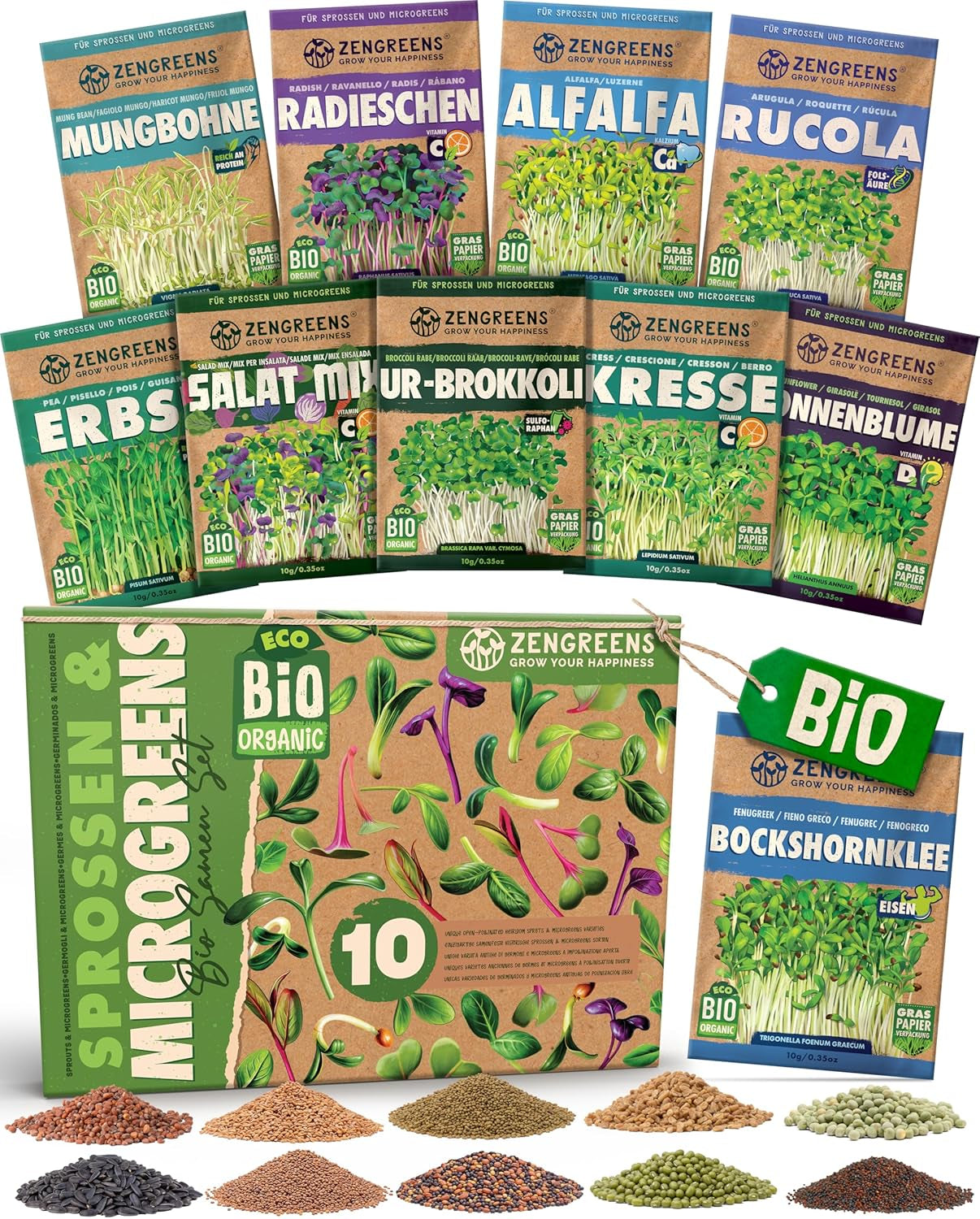 Økologiske basilikumfrø i et sæt med 6 - 6 basilikumfrø til nem dyrkning i haven, balkonen eller højbedet - Plantefrø - Frøplanter