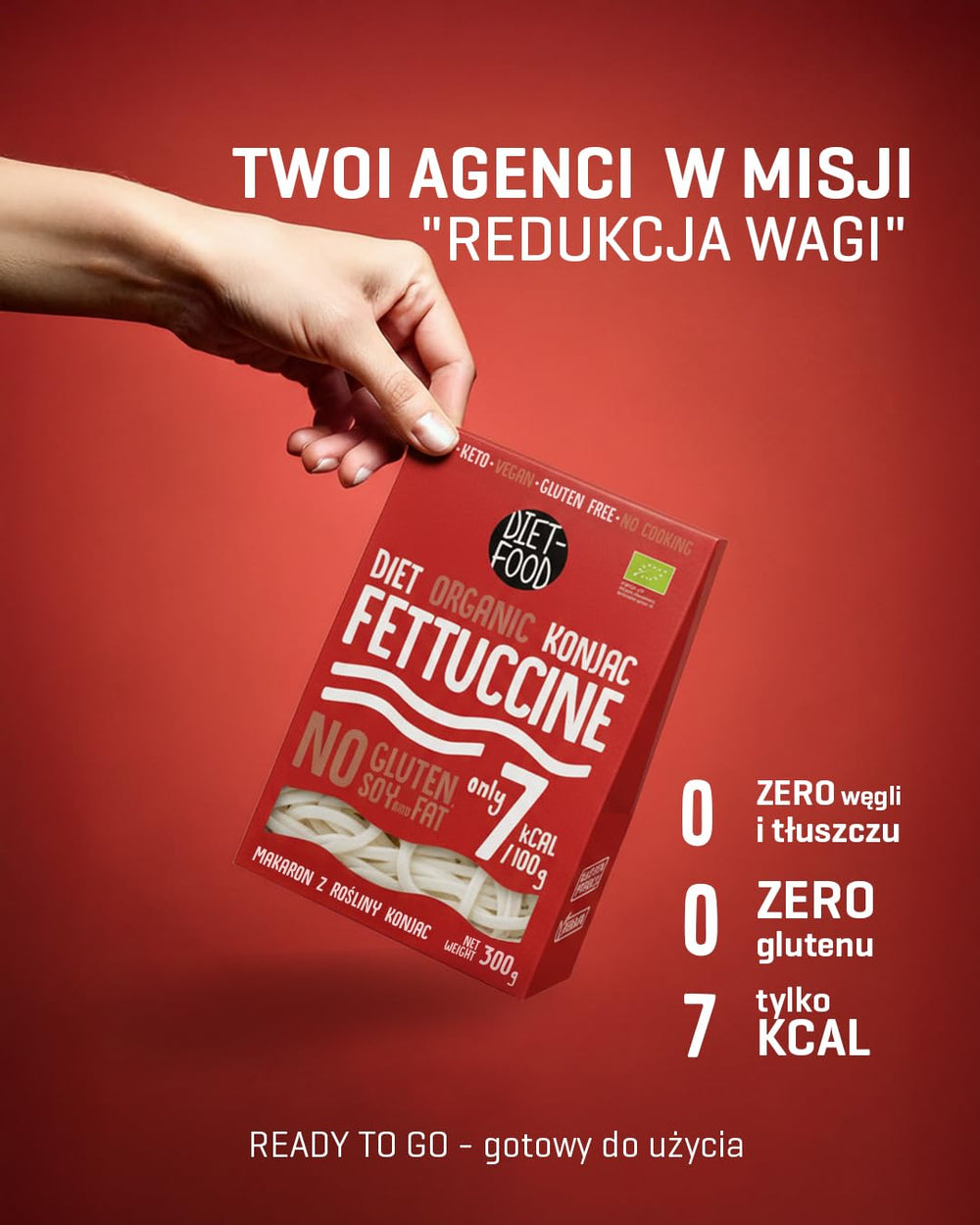 Fettuccine Konjac Noodles Bio Shirataki Diet-Food - 300 g, lav-kulhydrat, sukkerfri, keto, vegansk, kaloriefattig, glutenfri og ægfri, lavet af konjacmel