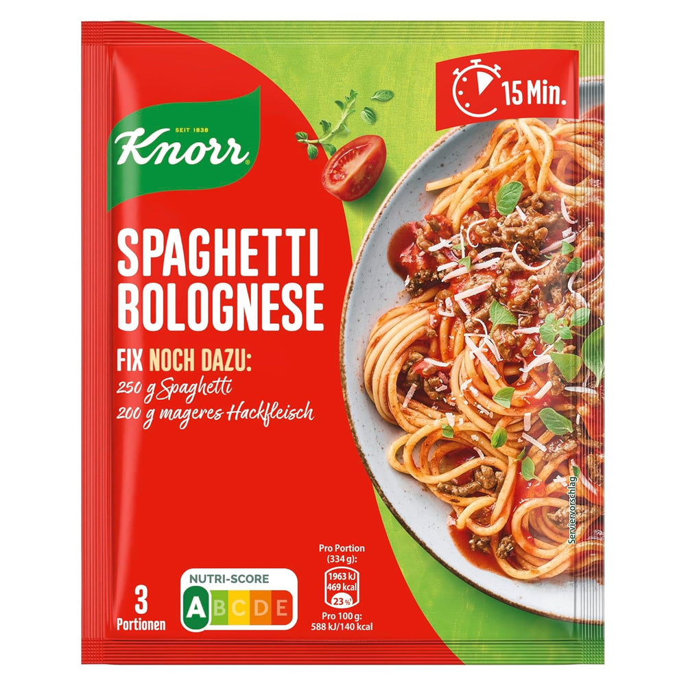Knorr Fix Würzmischung Spaghetti Bolognese til en lækker nudelret med naturlige ingredienser 40 g