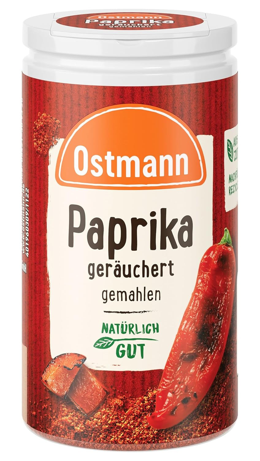 Ostmann Gewürze - Paprika geräuchert | Rauchiges Aroma für Bratkartoffeln, Gulasch oder Rührei | 35 g i Der Streudose